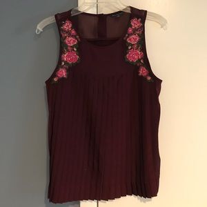 American Eagle Embroidered and Pleated Tank Top